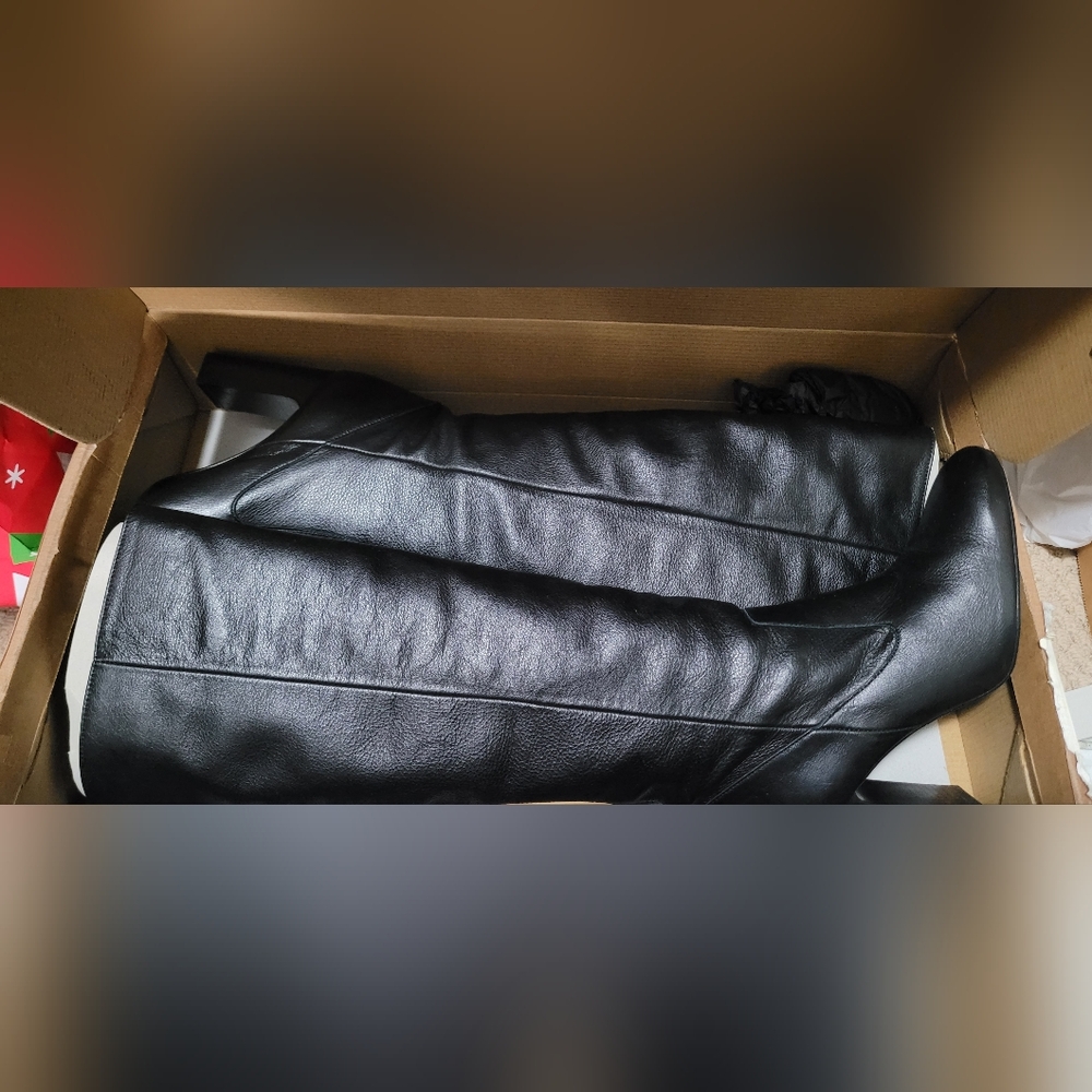 Mango Leather Knee Length Boots